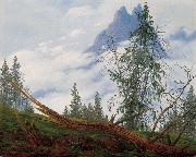 Caspar David Friedrich Mountain Peak with Drifting Clouds oil on canvas